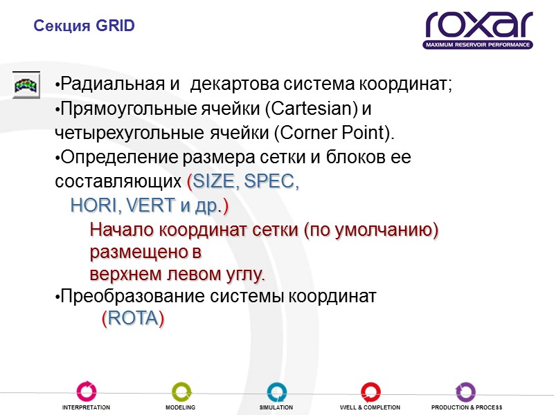 Секция GRID Радиальная и  декартова система координат; Прямоугольные ячейки (Cartesian) и четырехугольные ячейки